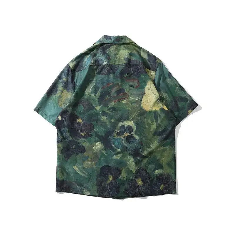Japanese Brand Y2K Retro Hip Hop Flower Oil Paint Button Short Sleeve Shirt Size US L / EU 52-54 / 3 - 4 Thumbnail