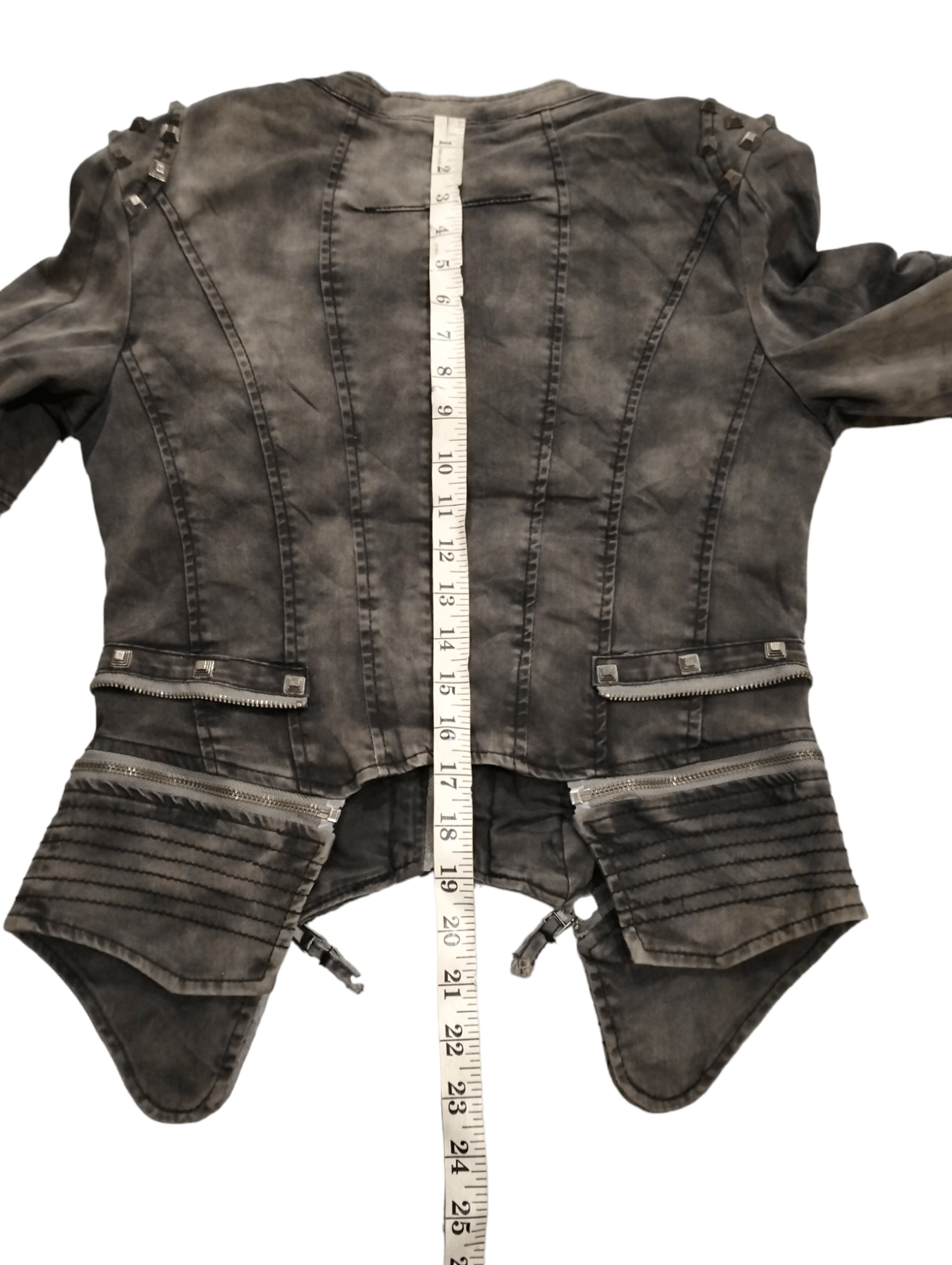 Japanese Brand RARE💥Echolove Zippers and Studs Black Washed Denim Jacket Size S / US 4 / IT 40 - 21 Thumbnail