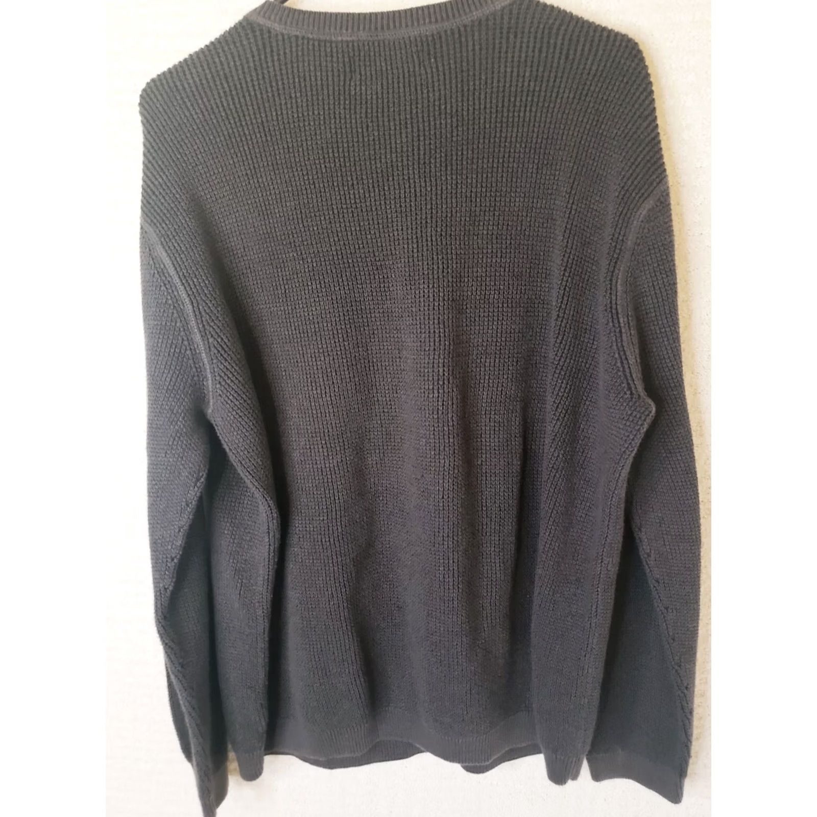 Vintage G.H. Bass & Co Henley Pullover Sweater Mens L Dark Gray Ribbed Knit Mock Neck Long Sleeve Casual Wear Regular Fit Size US L / EU 52-54 / 3 - 5 Thumbnail