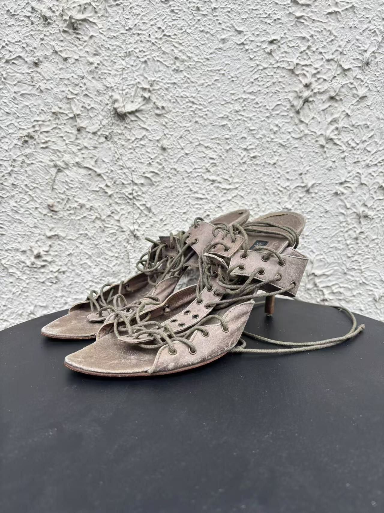 plein sud plein sud lace up python leather peep toe heels Size US 7 / IT 37 - 2 Thumbnail