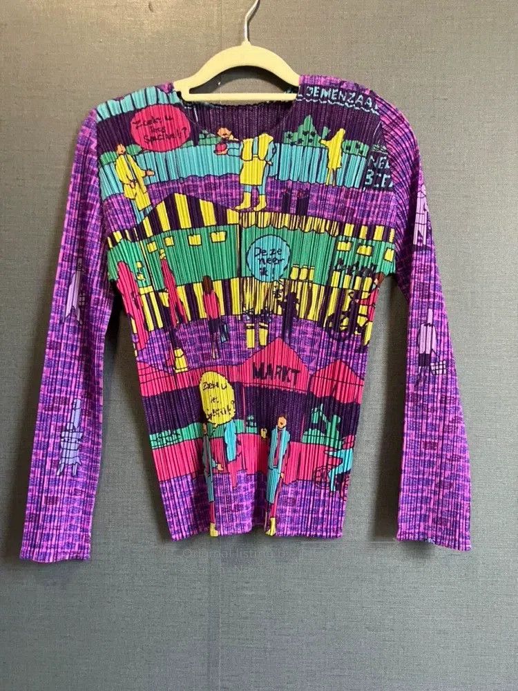 Issey Miyake Issey Miyake Purple Traveler Long-Sleeve Crew Neck Top Size L / US 10 / IT 46 - 1 Thumbnail