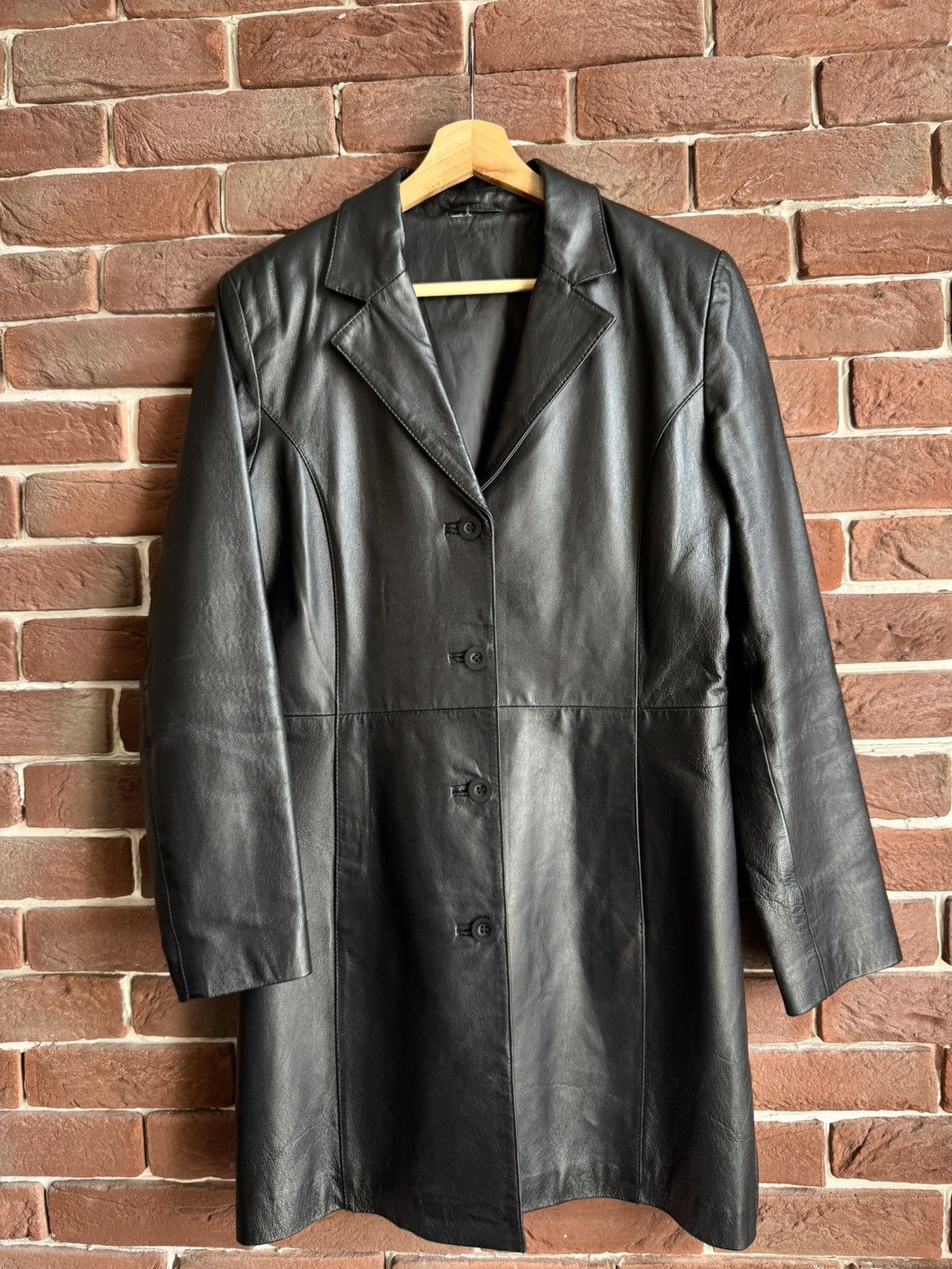 Vintage Rare Vintage Genuine Leather Long Coat Jacket Avant Garde Size L / US 10 / IT 46 - 1 Thumbnail