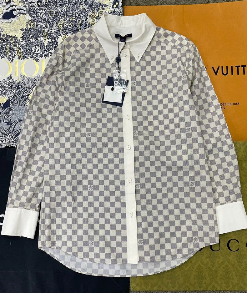 Louis Vuitton Louis Vuitton White Checkerboard Shirt Size US M / EU 48-50 / 2 - 1 Thumbnail