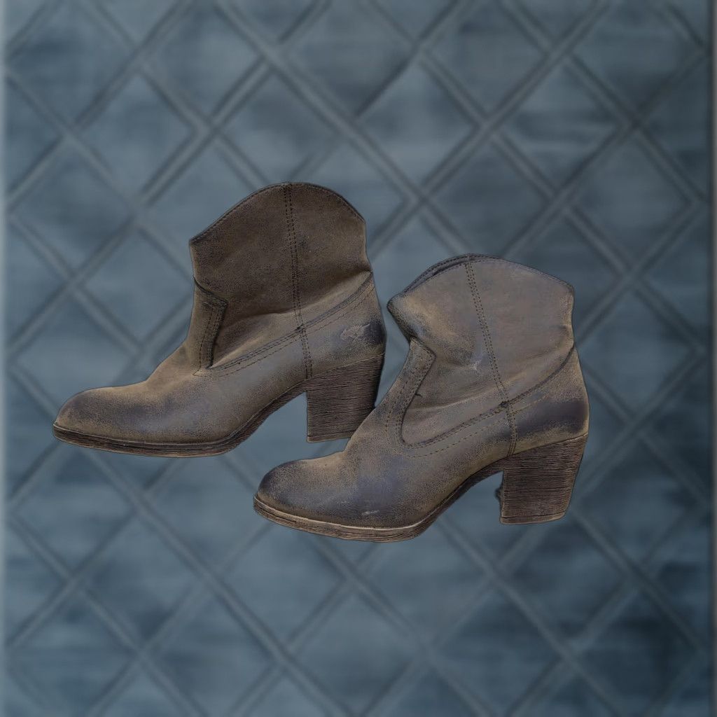 Vintage Western Boots Womens 6 Brown Synthetic Ankle Block Heel Booties Size US 6 / IT 36 - 1 Thumbnail