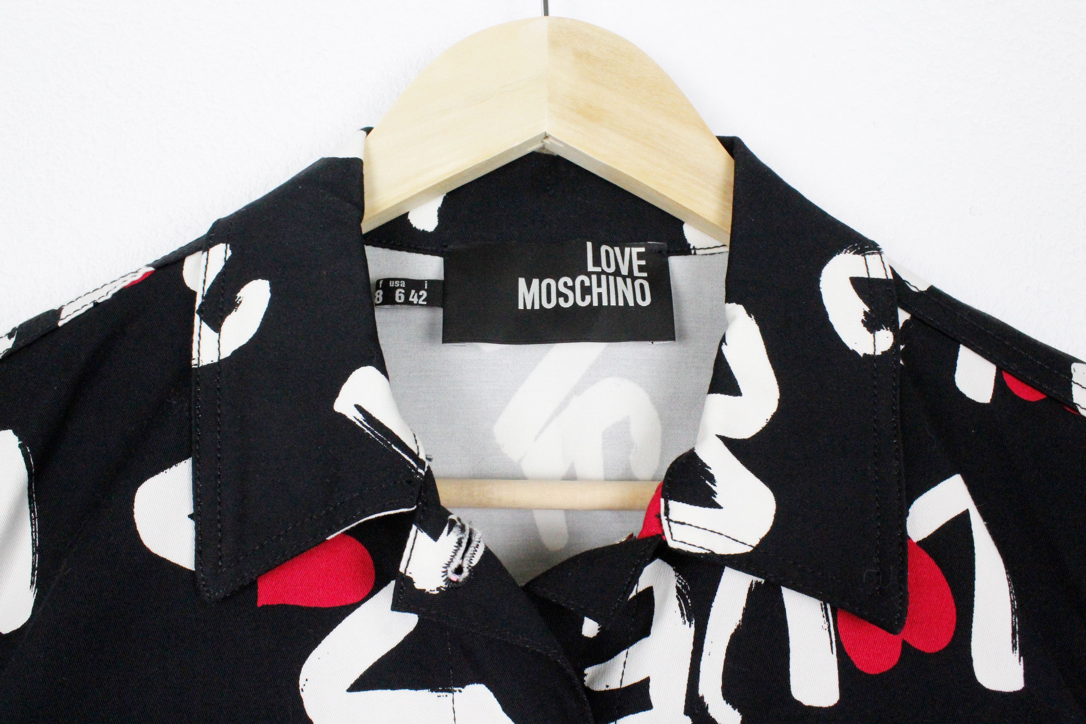 Moschino Womens Moschino Love Logo Heart Graphic Printed Denim Jacket Size M / US 6-8 / IT 42-44 - 3 Thumbnail