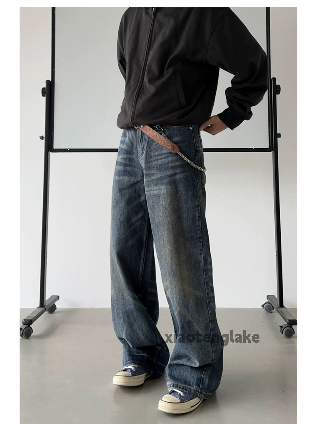 Jean Unisex washed faded cleanfit yuppie loose baggy pants Size US 32 / EU 48 - 5 Thumbnail