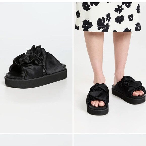 Ganni Ganni Ruched Platform Black Sandals Size US 6 / IT 36 - 9 Thumbnail