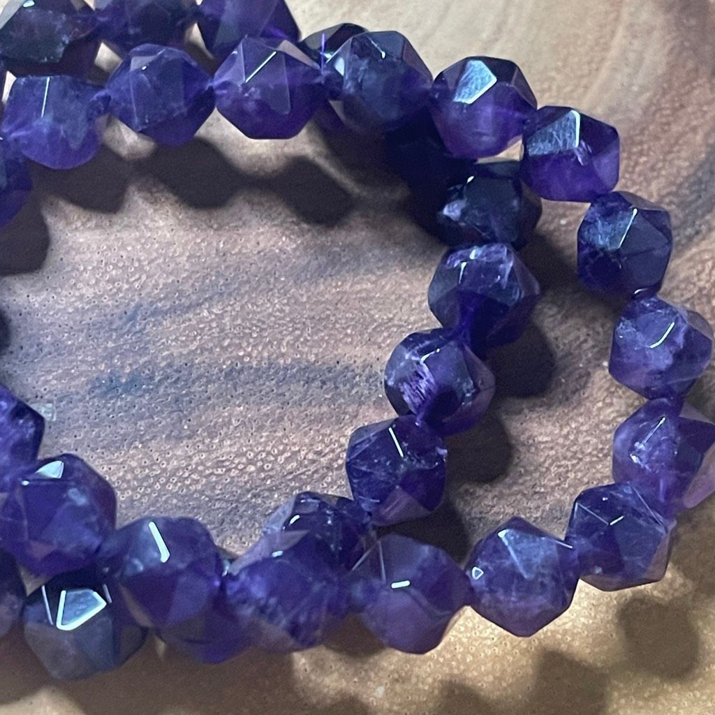 Other Amethyst purple diamond stretch beaded bracelet 7” crystal h Size ONE SIZE - 8 Thumbnail