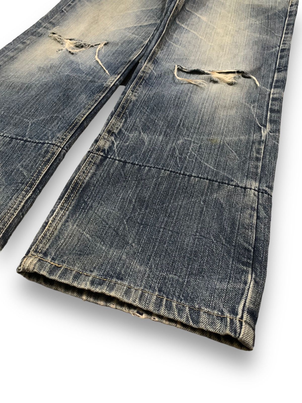 14th Addiction Vintage Japanese Brand Double Waist Mud Wash Distress Jeans Size US 32 / EU 48 - 10 Thumbnail