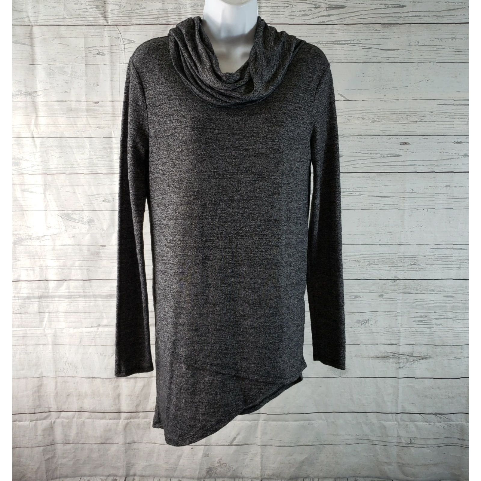 Vintage Bobi Los Angeles Womens Knit Tunic Top Sz Small Gray Cowl Neck Long Sleeve Pullover Knitwear Tunic Shirt Womens S Gray 90s? Size S / US 4 / IT 40 - 2 Thumbnail