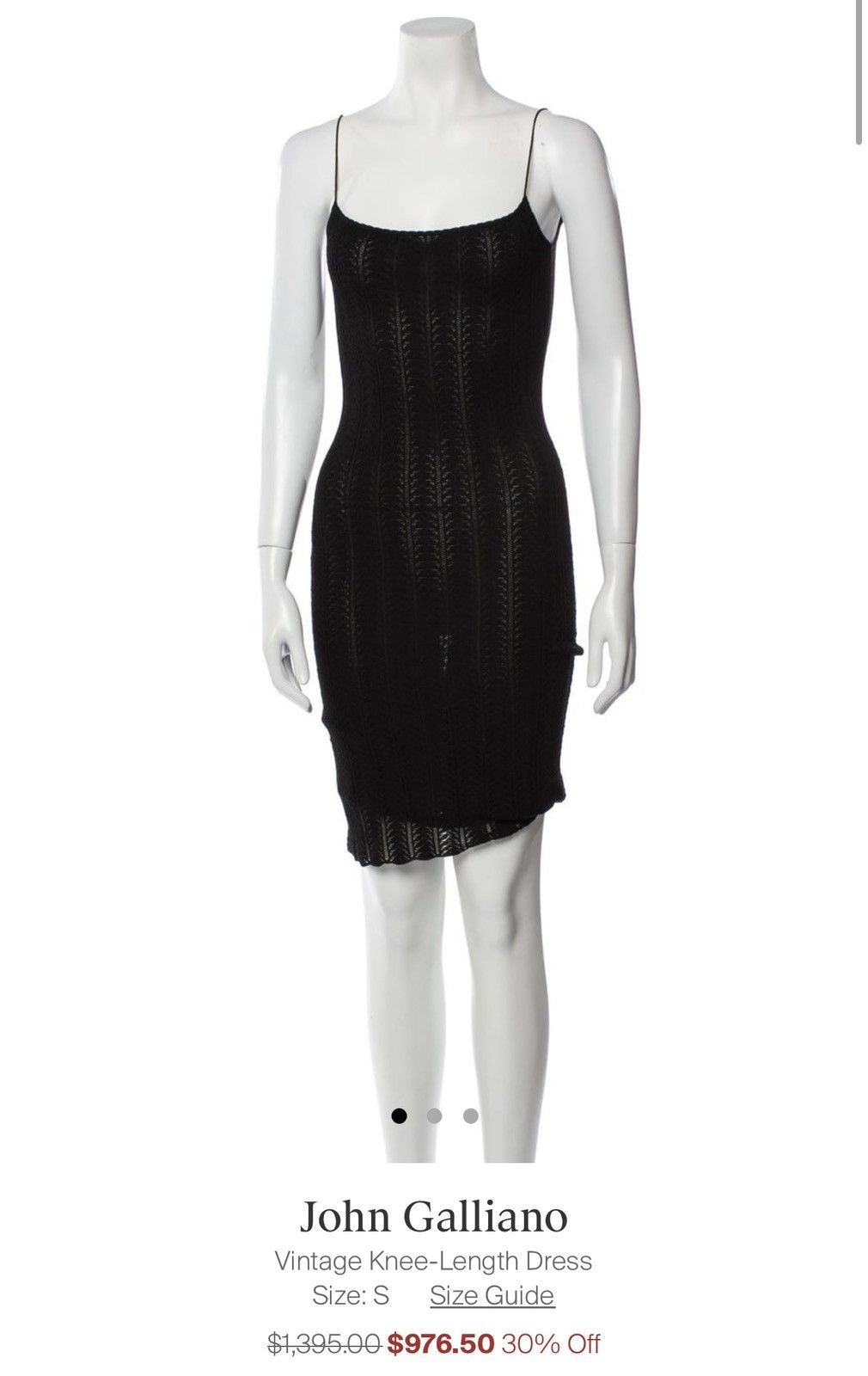 Image of Vintage Black Ss 2000 John Galliano Knee Length Dress Size S, Women's