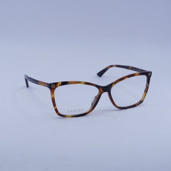 Gucci Gucci GG0025O 016 Eyeglasses Havana 58mm Cat Eye Frame Size ONE SIZE - 4 Thumbnail