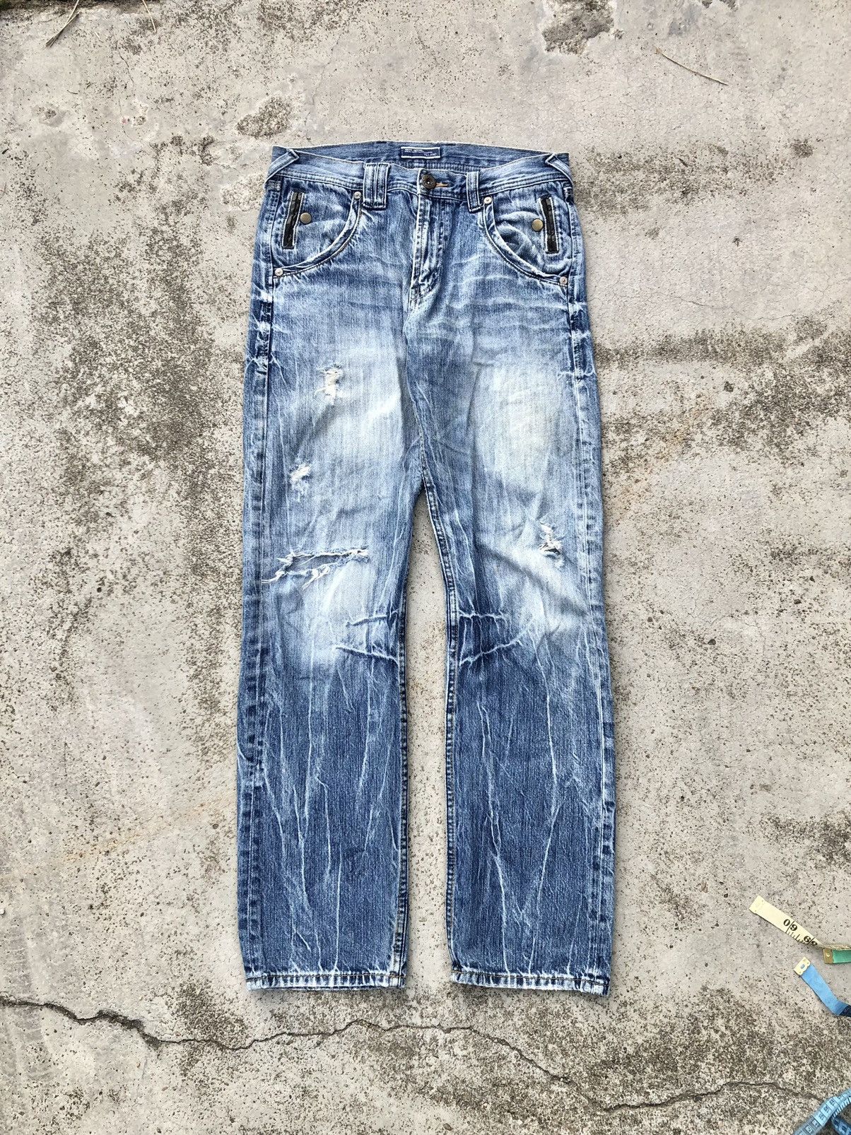Japanese Brand VILLAND WASHED BLUE DISTRESSED DENIM Size US 31 - 1 Thumbnail