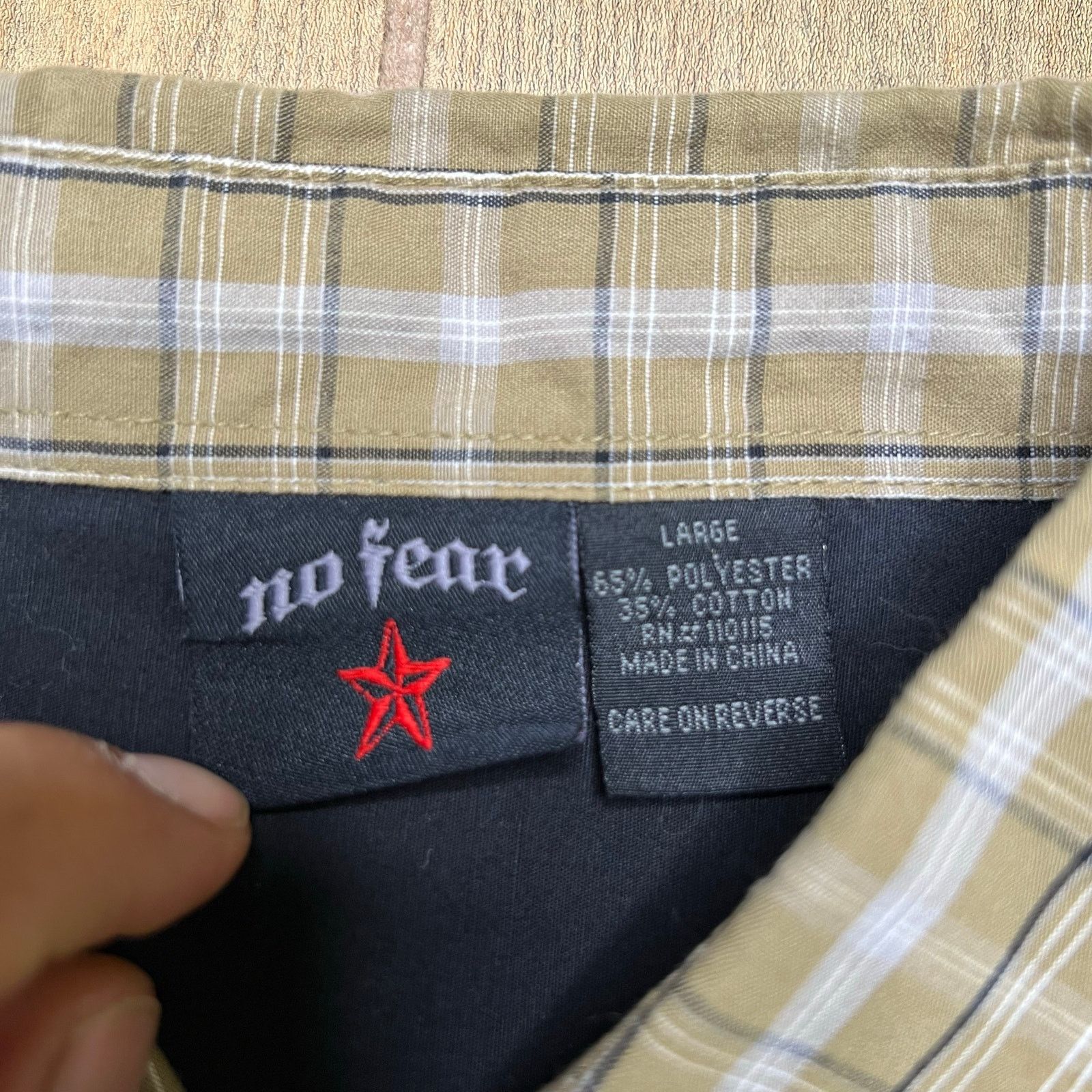 No Fear Vintage No Fear Shirt Mens Large beige Plaid Button Up Size US L / EU 52-54 / 3 - 3 Thumbnail
