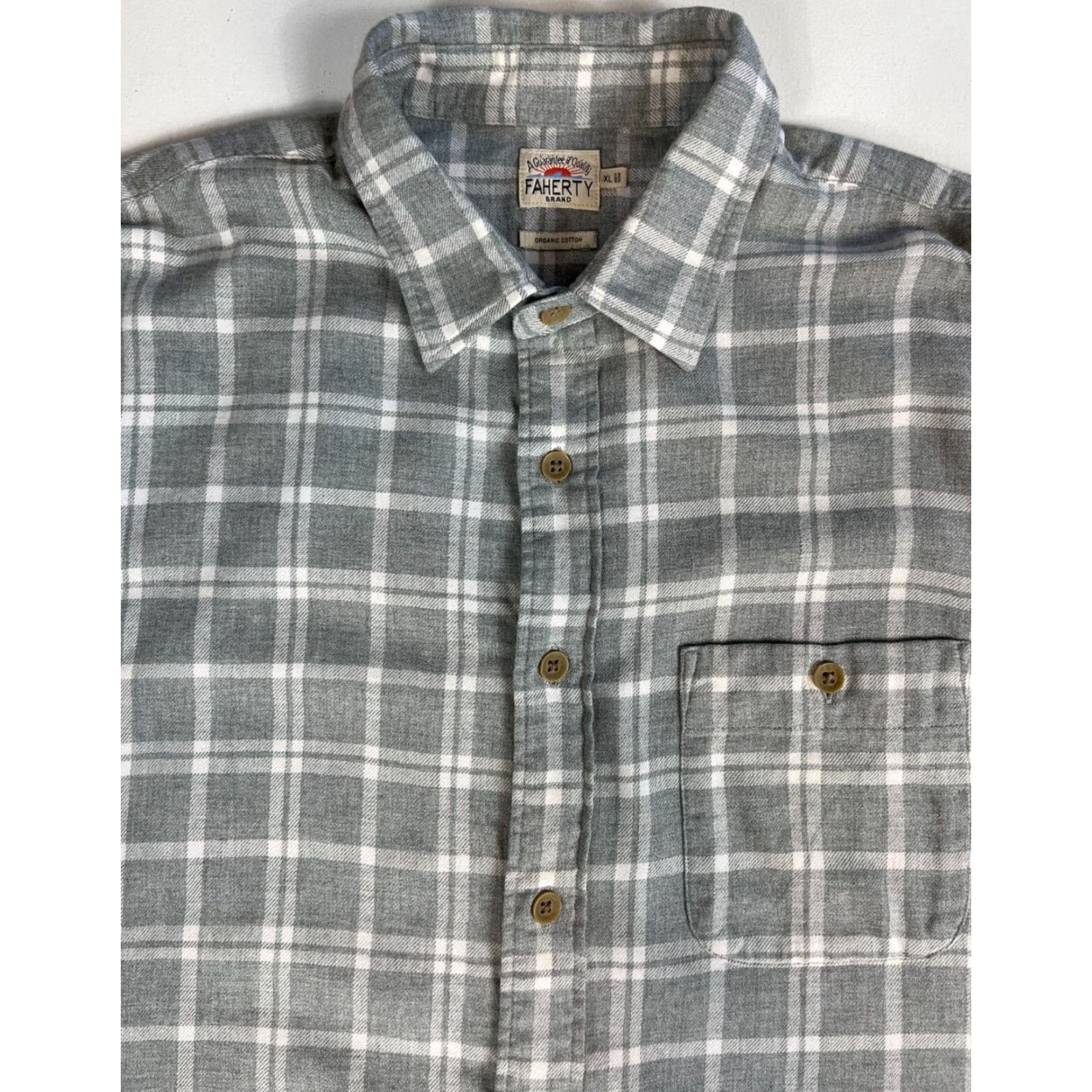 Faherty Faherty Button-Up Plaid Flannel Shirt XL Gray Cotton Organic (Men) Size US XL / EU 56 / 4 - 2 Thumbnail