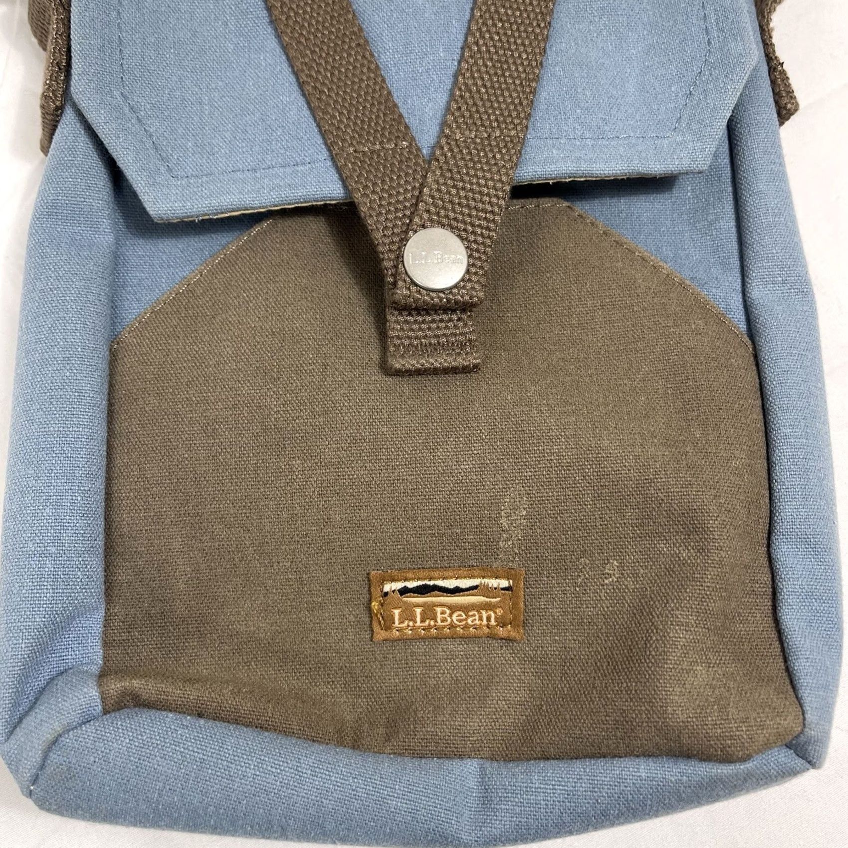 Vintage L.L. Bean Unisex Bag Crossbody Travel Canvas Blue Brown 509627 Pouch Utility Small" Size ONE SIZE - 4 Thumbnail