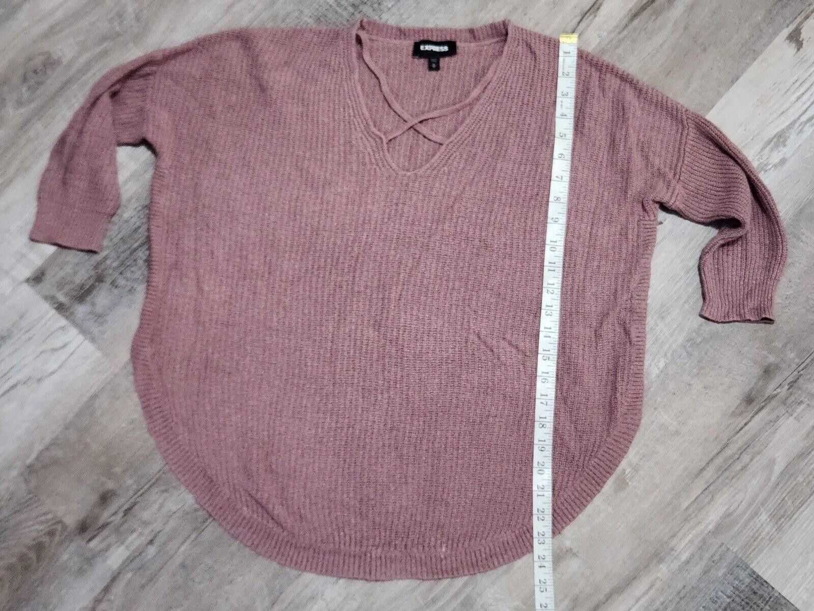 Express Express Sweater Medium Purple Knit 3/4 Sleeves Scoop Size M / US 6-8 / IT 42-44 - 6 Thumbnail