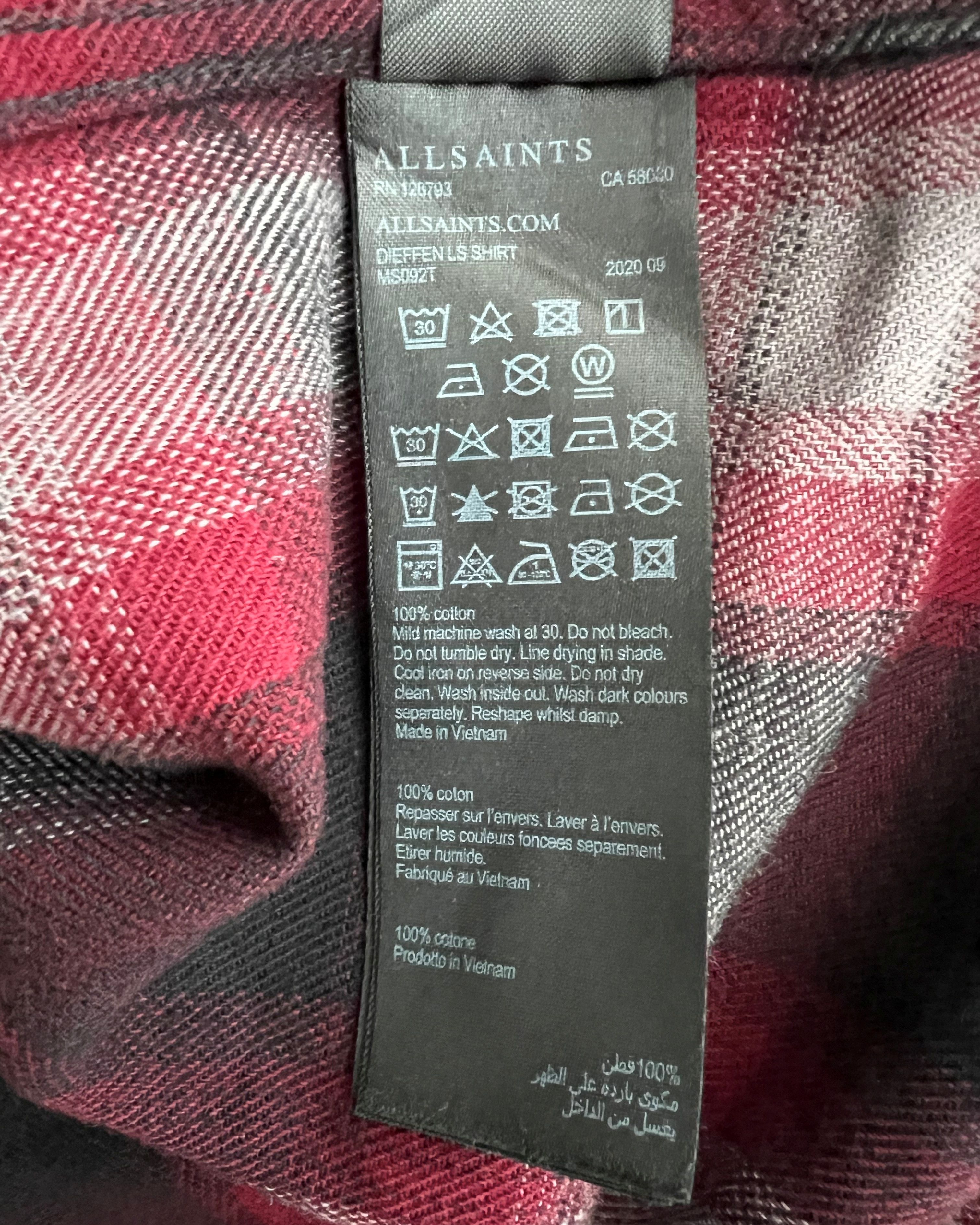 Allsaints × Flannel ALL SAINTS DIEFFEN LONG SLEEVE CHECK FLANNEL SHIRT MEN’S M/L Size US M / EU 48-50 / 2 - 6 Thumbnail