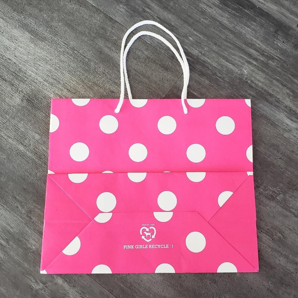Designer Pink White Polka Dot VS Storage M Tote Size ONE SIZE - 2 Thumbnail