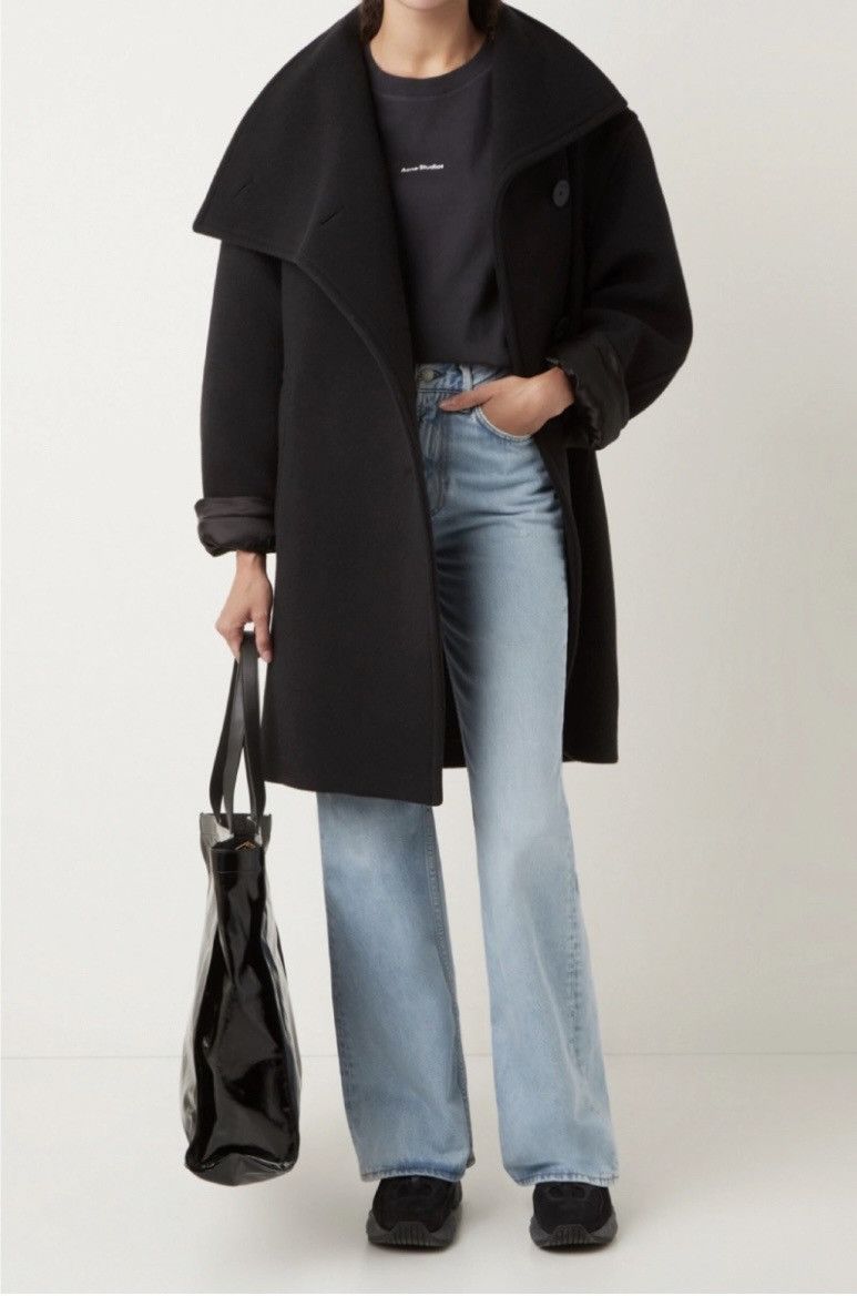 Acne Studios Acne Studios Black Funnel Neck Coat Grailed