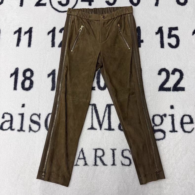 Louis Vuitton Olive Green Suede and Lambskin Paneled Trousers Q10 Size US 36 / EU 52 - 1 Thumbnail
