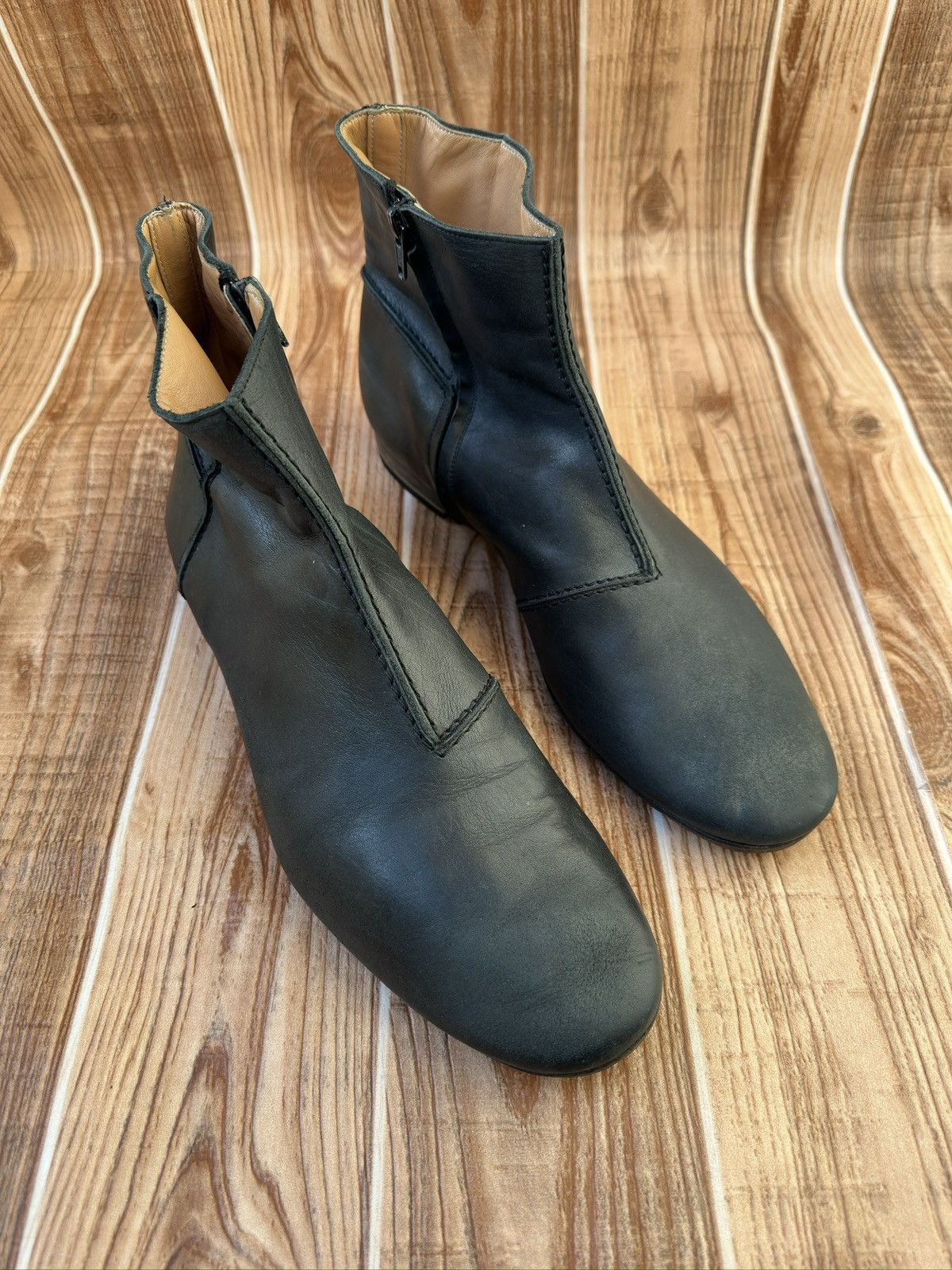Maison Margiela Size Zip Campus Boot Replica Black Leather | Grailed