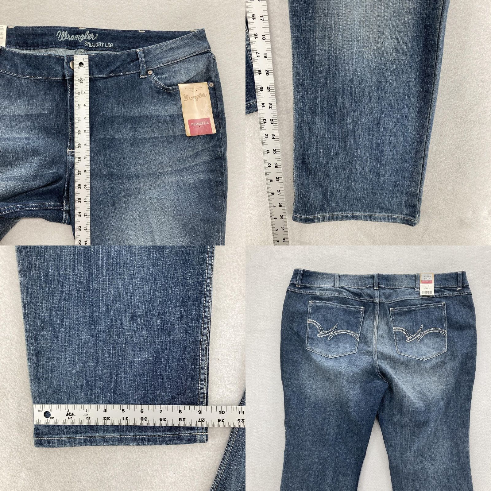 Wrangler Wrangler Jeans Womens 24W Straight Leg Blue Stretch Denim Western Cowgirl Rodeo Women's Plus Size Jeans 24W 30" Inseam Stretch Denim Size 42" / US 20 - 8 Thumbnail