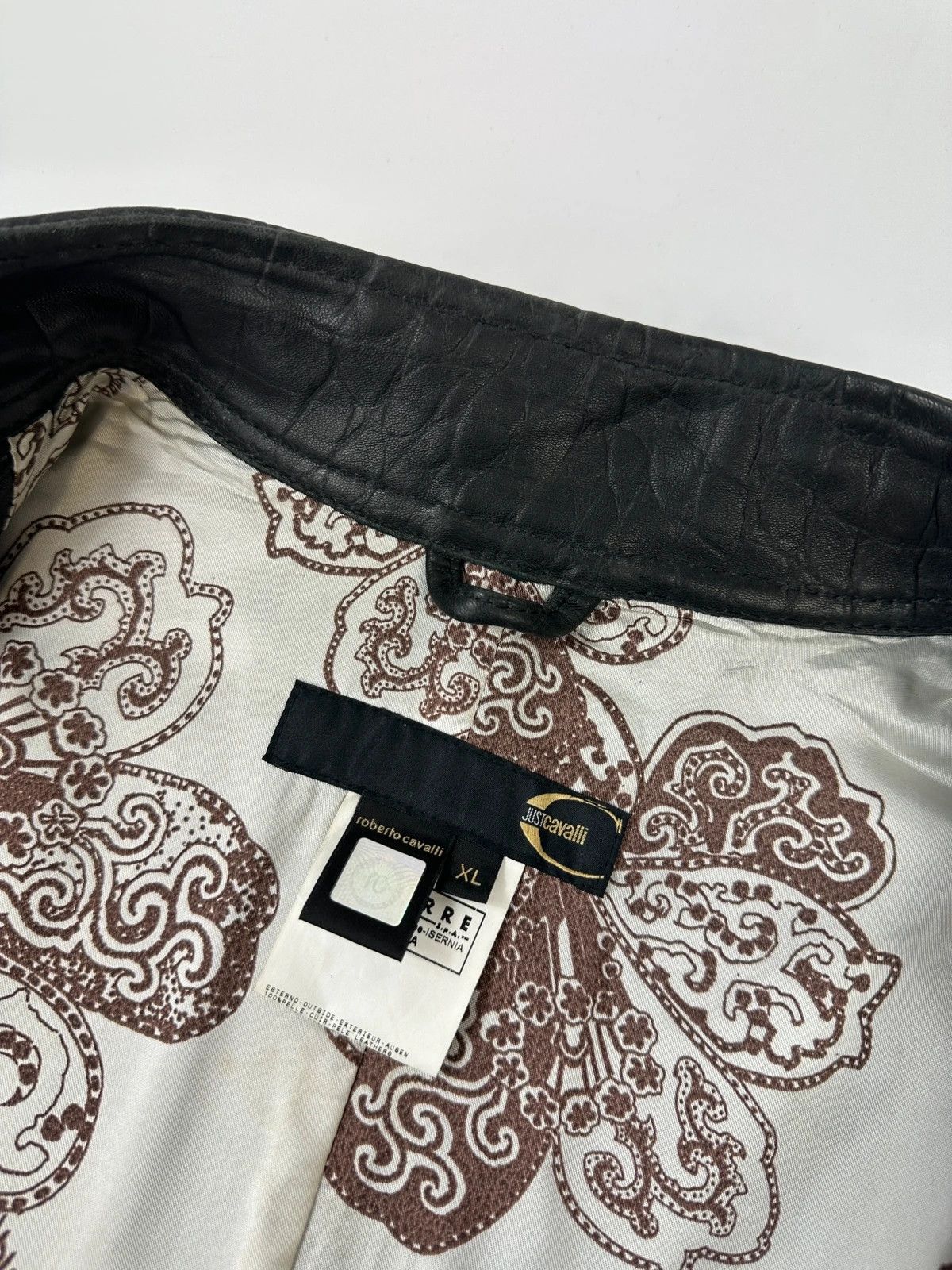 Roberto Cavalli Roberto Cavalli 00’s Black Leather Stamped Jacket Size US L / EU 52-54 / 3 - 10 Thumbnail