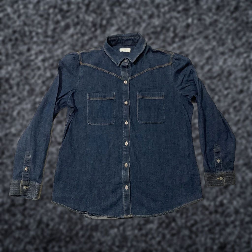 UNTUCKit UNTUCKit Shirt Womens 12 Blue Denim Jenna Button Front Long Sleeve Western Yoke UNTUCKit Shirt Women Denim Button-Up Casual Size XL / US 12-14 / IT 48-50 - 1 Thumbnail
