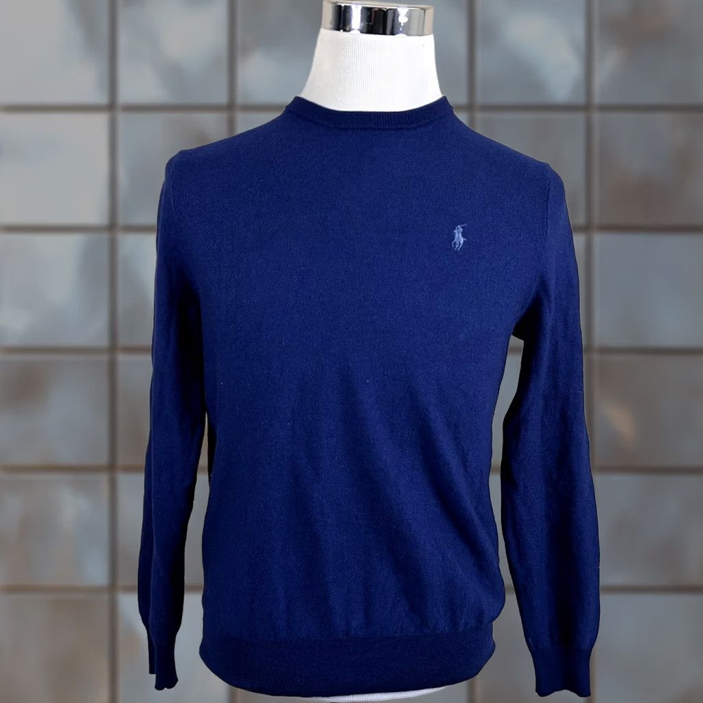 Polo Ralph Lauren Polo Ralph Lauren Medium Slim Fit Sweater Merino Wool Silk Navy Blue Crewneck Size US M / EU 48-50 / 2 - 1 Thumbnail