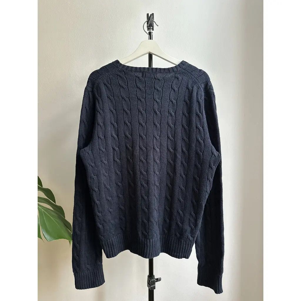 Polo Ralph Lauren Polo Ralph Lauren Cable Knit Sweater Navy Red Pony M Size US M / EU 48-50 / 2 - 4 Thumbnail
