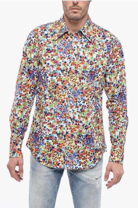 image of Dsquared2 Floral Patterned Bob Cotton Shirt, Men's (Size Small)