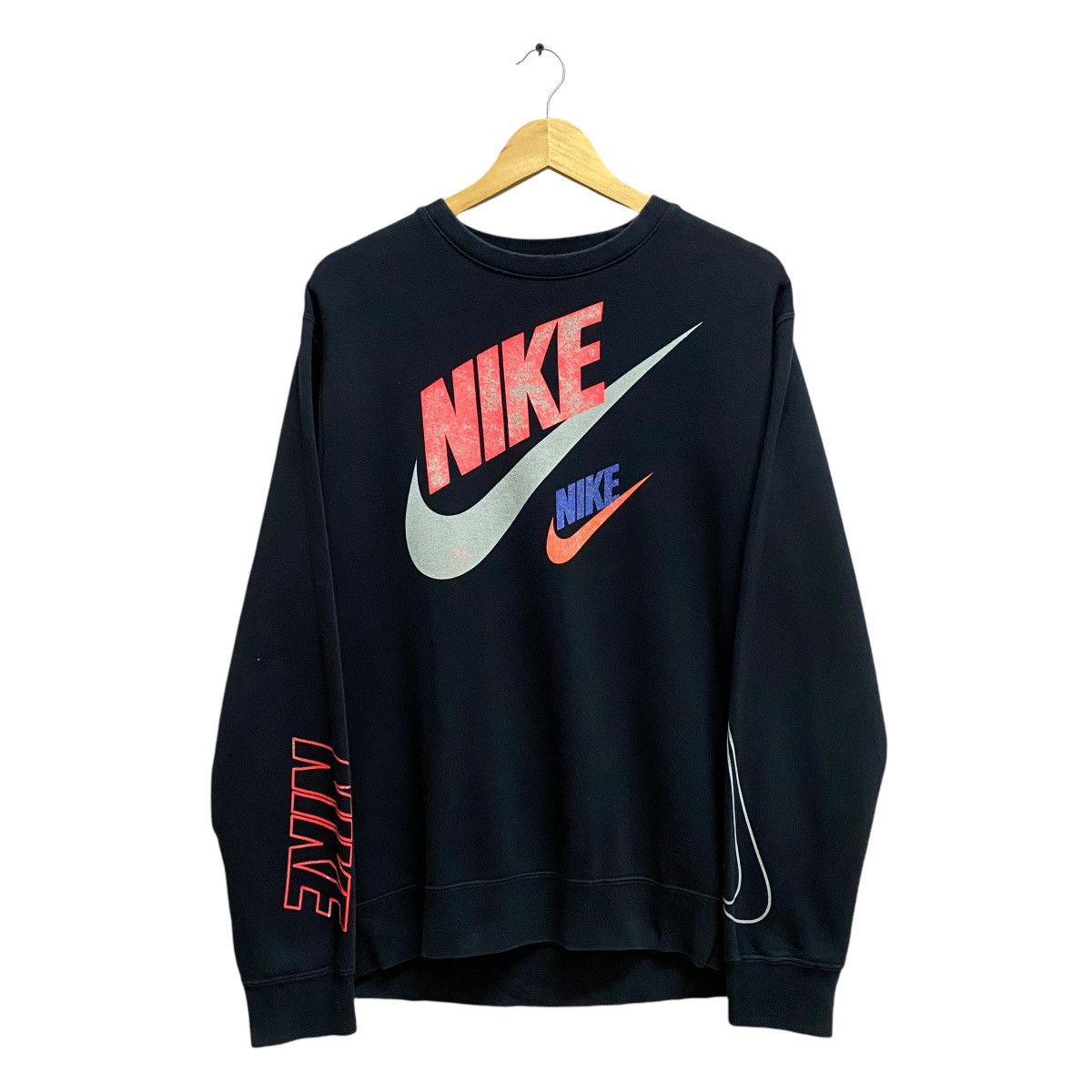 Nike × Vintage Nike Swoosh Black Unisex Sweatshirt Size Large Size US M / EU 48-50 / 2 - 1 Thumbnail