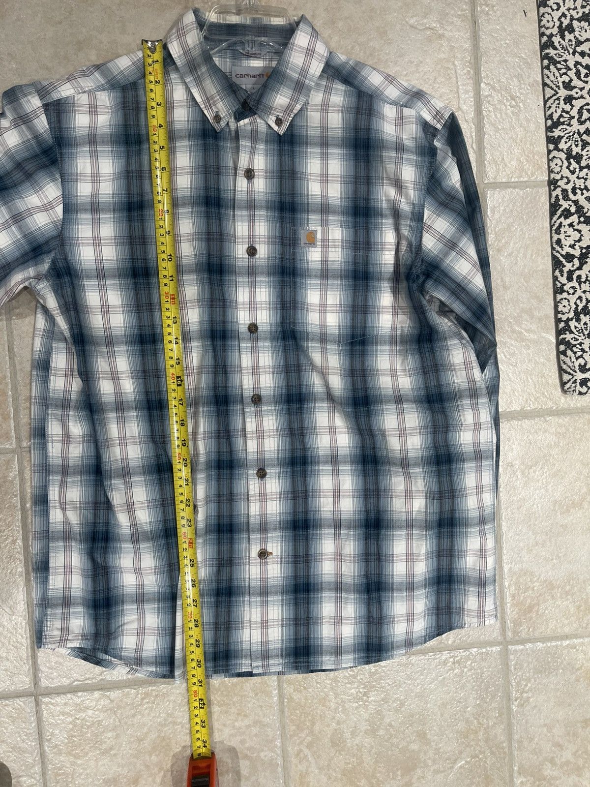 Carhartt Carhartt Men's Relaxed Fit Stream Blue Plaid Casual Button Size US L / EU 52-54 / 3 - 5 Thumbnail