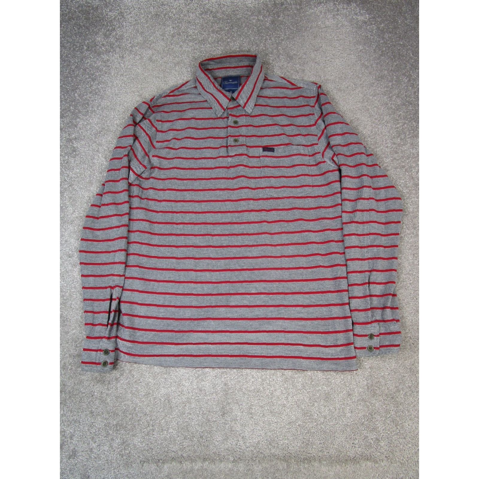 Faconnable Façonnable Polo Shirt Mens Medium Gray Red Cotton Knit Stripe Long Sleeve Button Collar Polo Mens M Gray Red Stripe Pattern Golf Rugby Walking Size US M / EU 48-50 / 2 - 2 Thumbnail