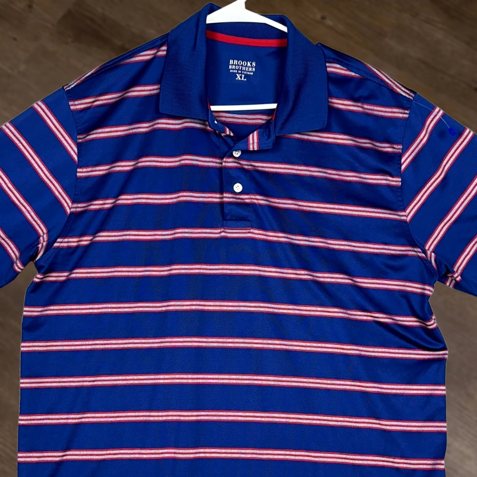 Brooks Brothers VINTAGE? No — Brooks Brothers Polo Shirt Mens XL Blue Red Striped Performance Stretch EUC Shirt Mens XL Blue Red Striped Polo Shirt Size US XL / EU 56 / 4 - 1 Thumbnail