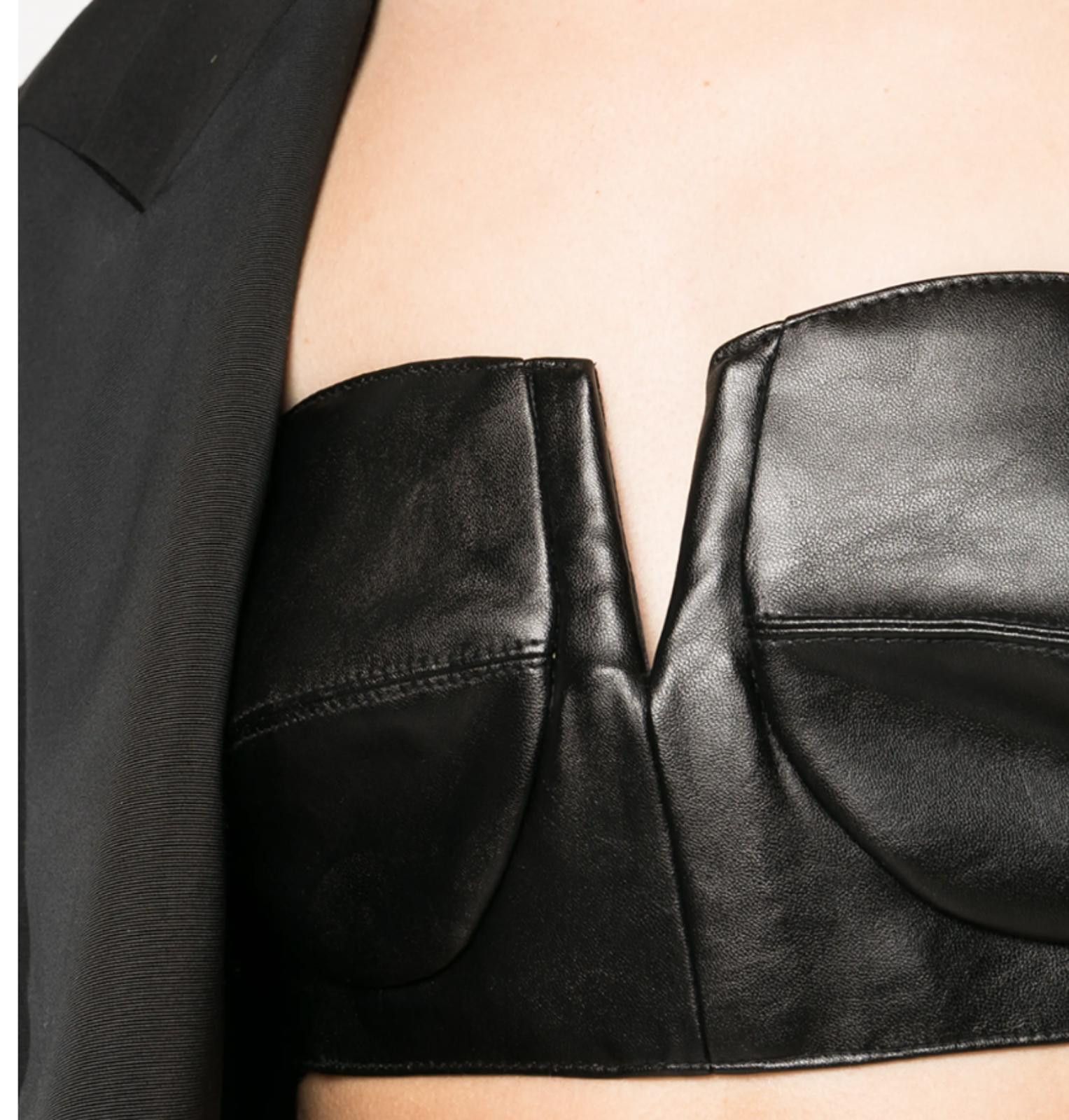Rta RTA Black Leather Noa Bustier Top Size XS / US 0-2 / IT 36-38 - 1 Thumbnail