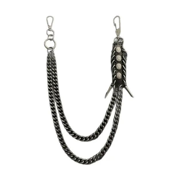 Jewelry Black Punk Wallet Chain with Studded Leather Detail Size ONE SIZE - 5 Thumbnail