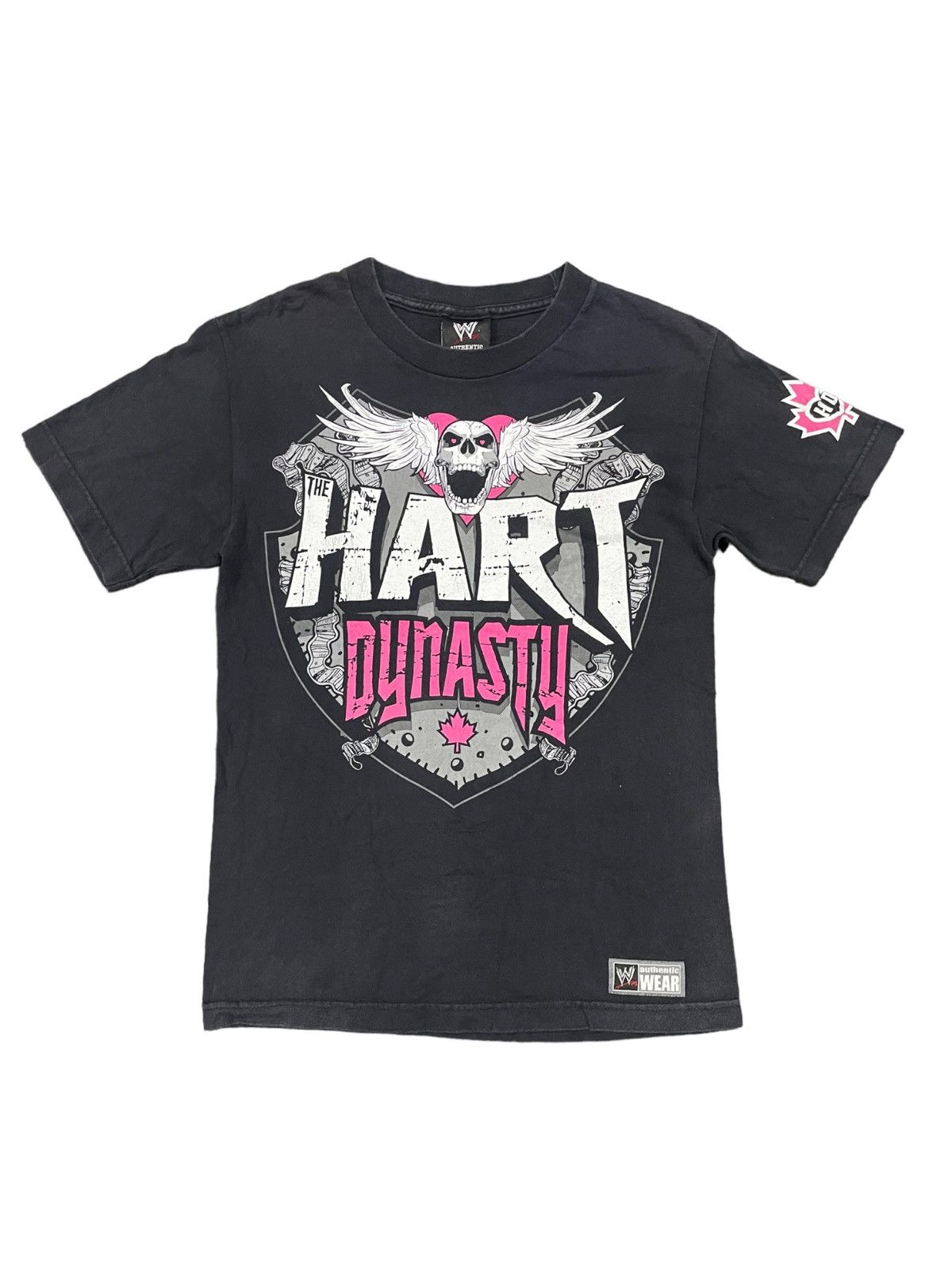 image of Brett Hart Wwe Vintage Y2K Hart Dynasty 2008 Tee in Faded Black, Men's (Size Small)