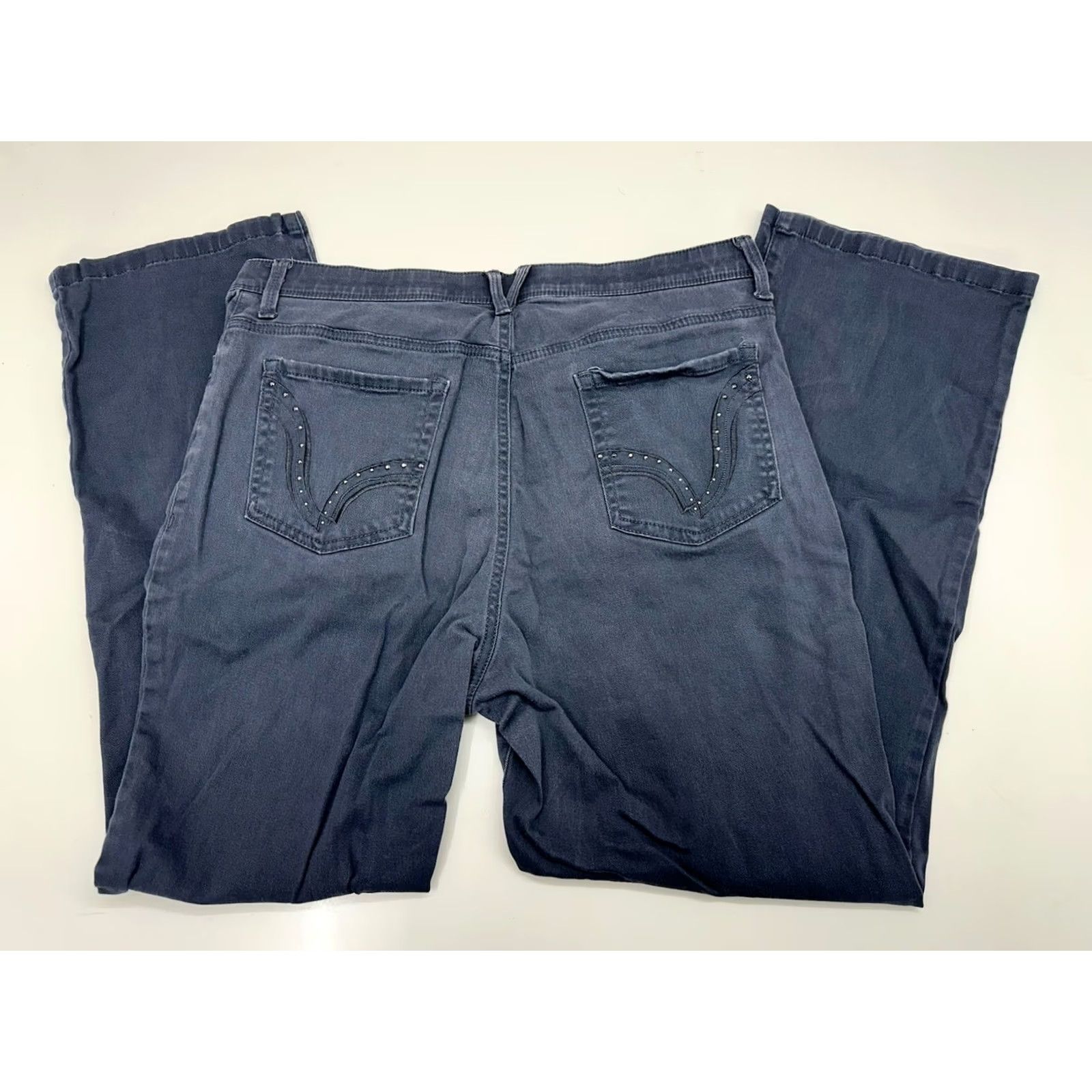 Gloria Vanderbilt Gloria Vanderbilt Womens Jeans Size 14 Denim Kahki Dress Pants Blue Stretch Regular Straight Pocket Zipper Button 27.5in Inseam Womens Size 36" / US 14 / IT 50 - 6 Thumbnail
