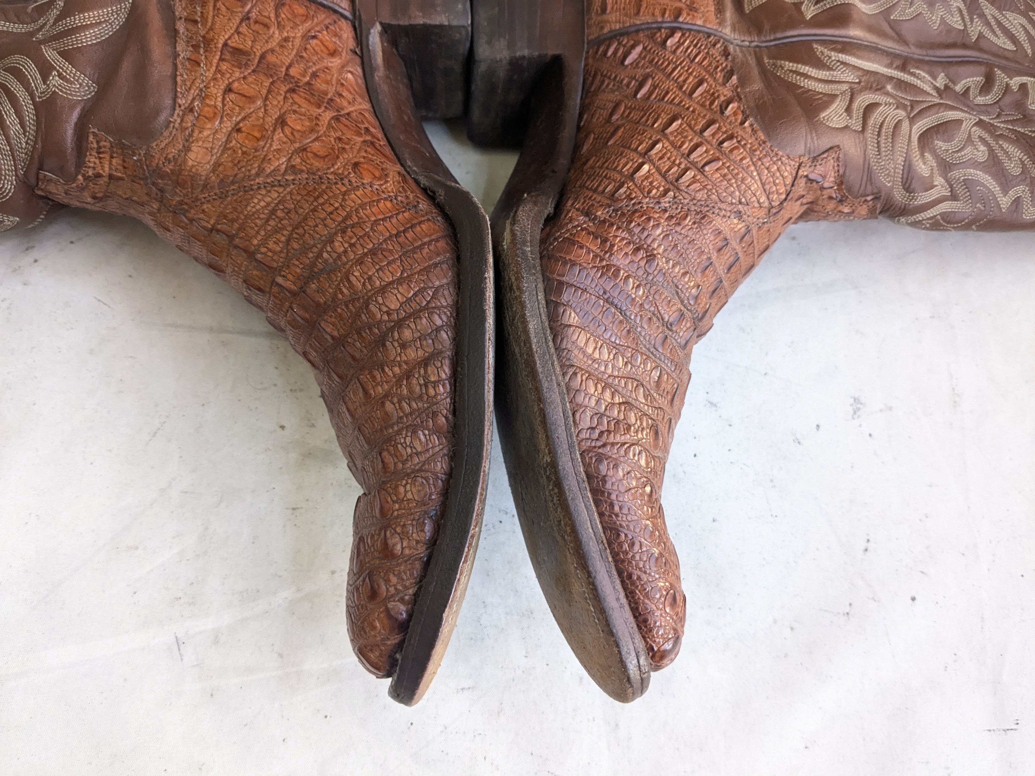 Justin Boots Justin Cowboy Boots Brown 12 B Hornback Lizard Leather Size US 12 / EU 45 - 10 Thumbnail
