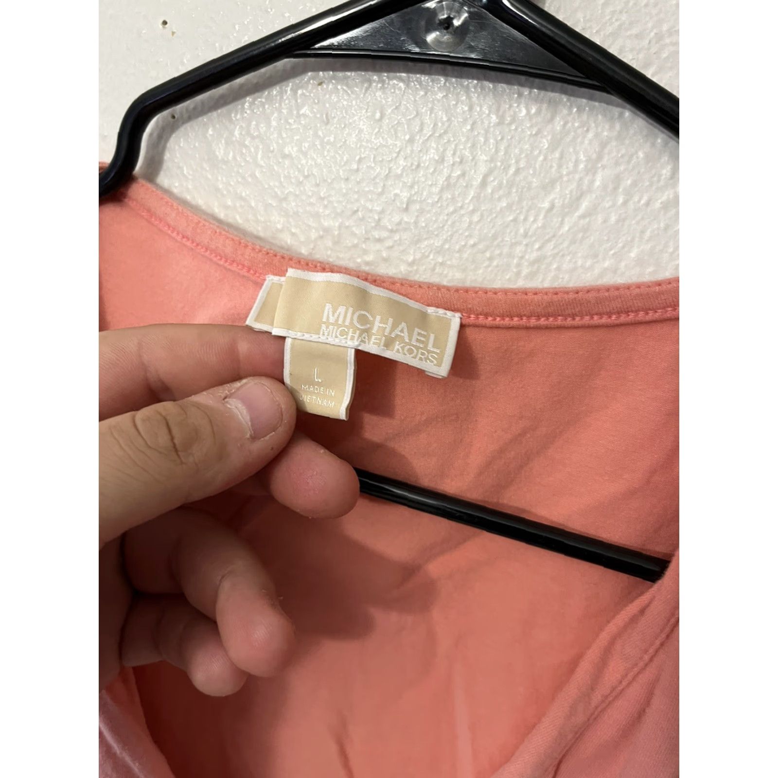 Michael Kors MICHAEL Michael Kors tank top Salmon Pink L V-Neck Women Size L Cotton Blend Shirt/Top Size L / US 10 / IT 46 - 3 Thumbnail
