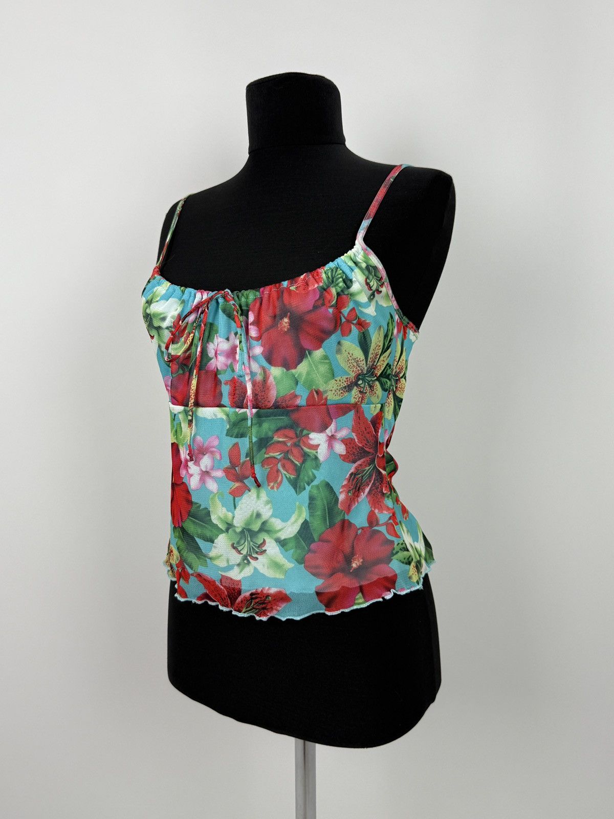 Vintage Y2K Vintage Oasis Hawaiian Floral Halter Cami Mesh Top Size M / US 6-8 / IT 42-44 - 1 Thumbnail