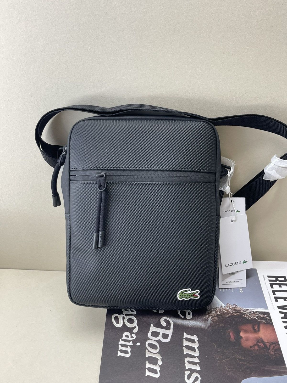 Lacoste (new+tag Lacoste men noir crossover messenger black bag Size ONE SIZE - 1 Thumbnail