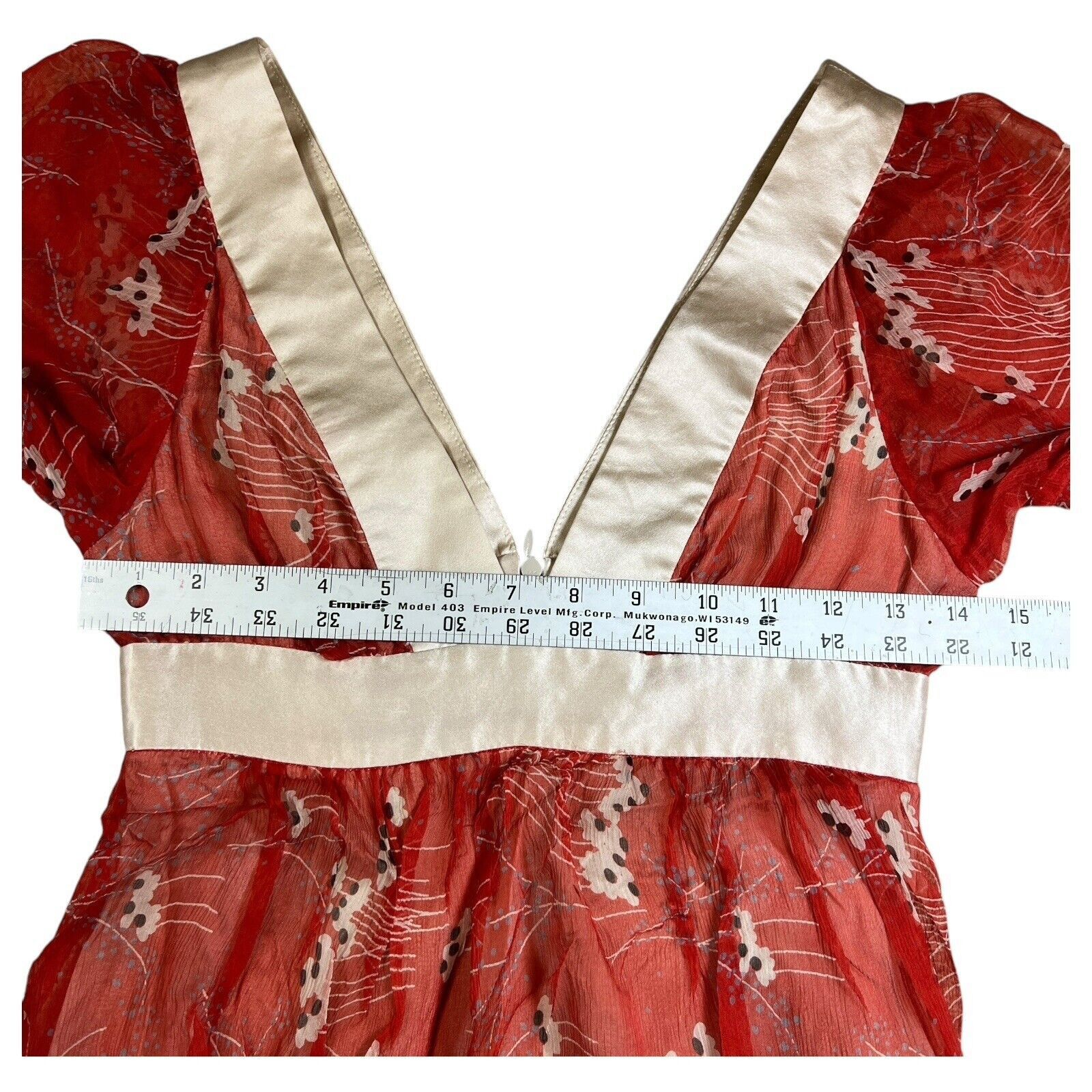 Other Development Erica Davies Red Floral Sheer Silk Dress Size 0 Size XS / US 0-2 / IT 36-38 - 4 Thumbnail