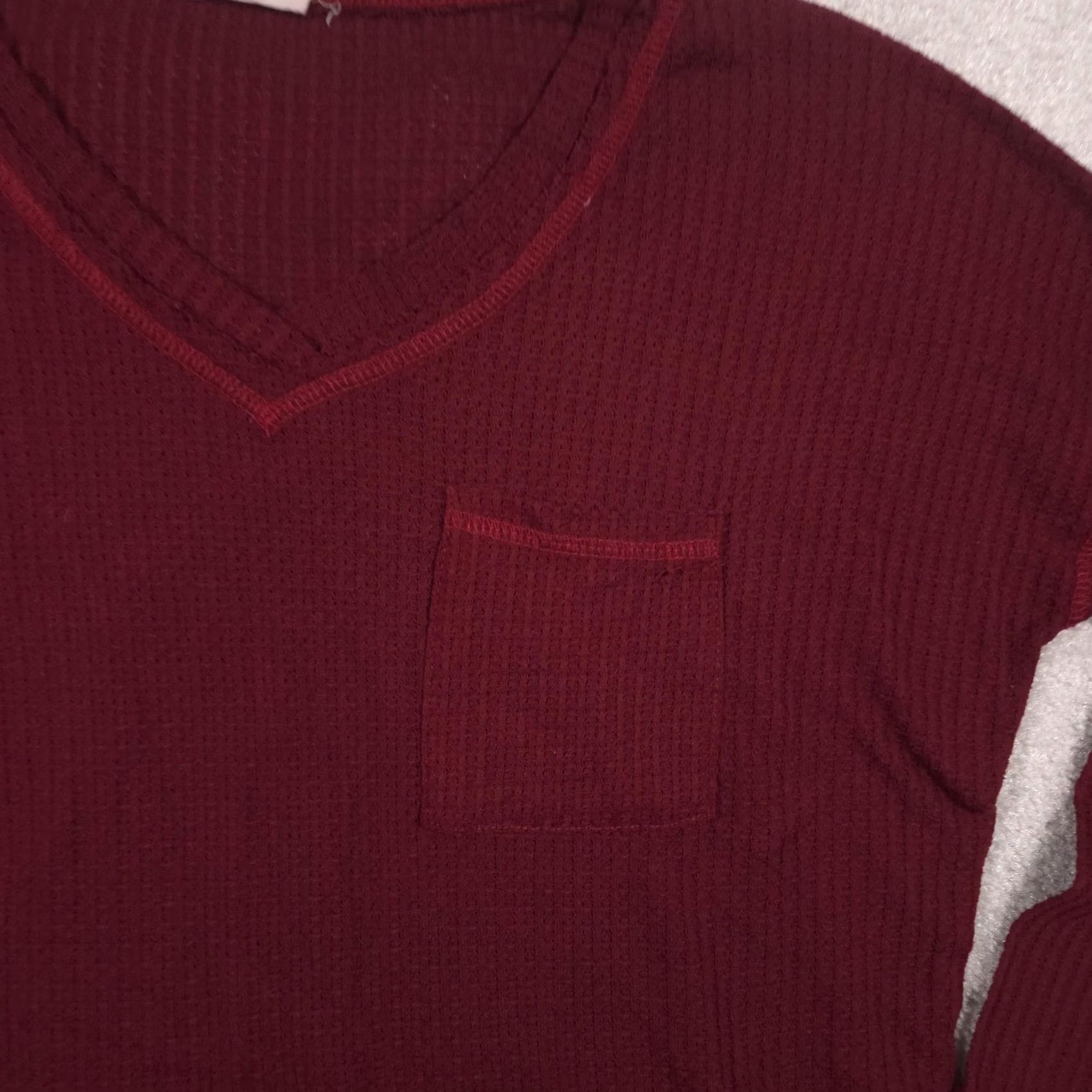 Vintage REB. In J. Shirt Womens Red V Neck Waffle Thermal Knit Long Sleeve Small Size S / US 4 / IT 40 - 4 Thumbnail
