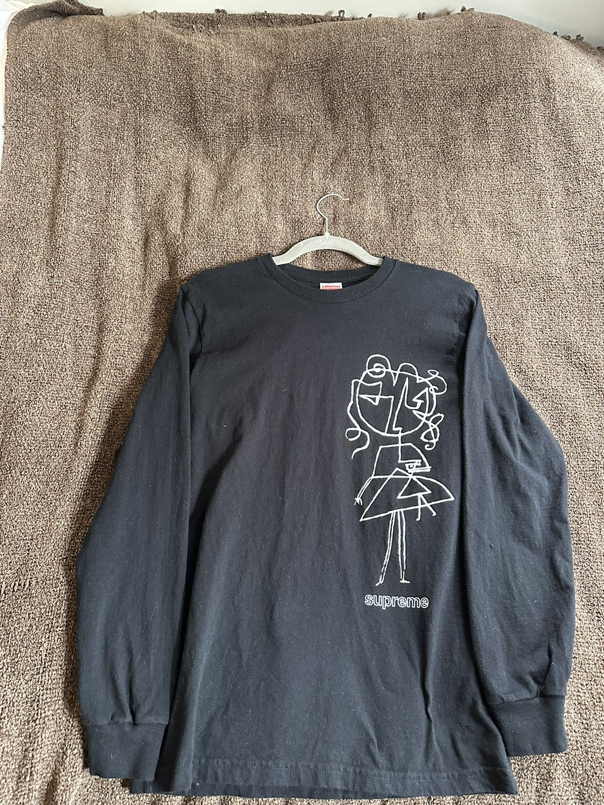 Image of Supreme “Scribble Girl” Long Sleeve Tee (Fw18) in Black, Men's (Size Small)