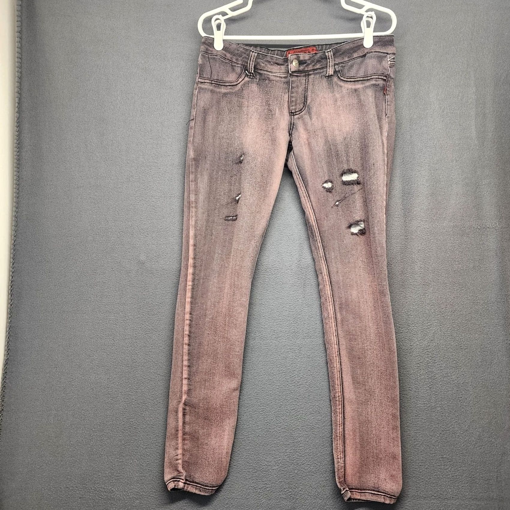 Tripp NYC VINTAGE Tripp NYC Skinny Jeans Jegging Women Juniors Size 11 Purple Distressed Goth Punk Emo Grunge Stretch Womens Jegging Size 32" / US 10 / IT 46 - 2 Thumbnail