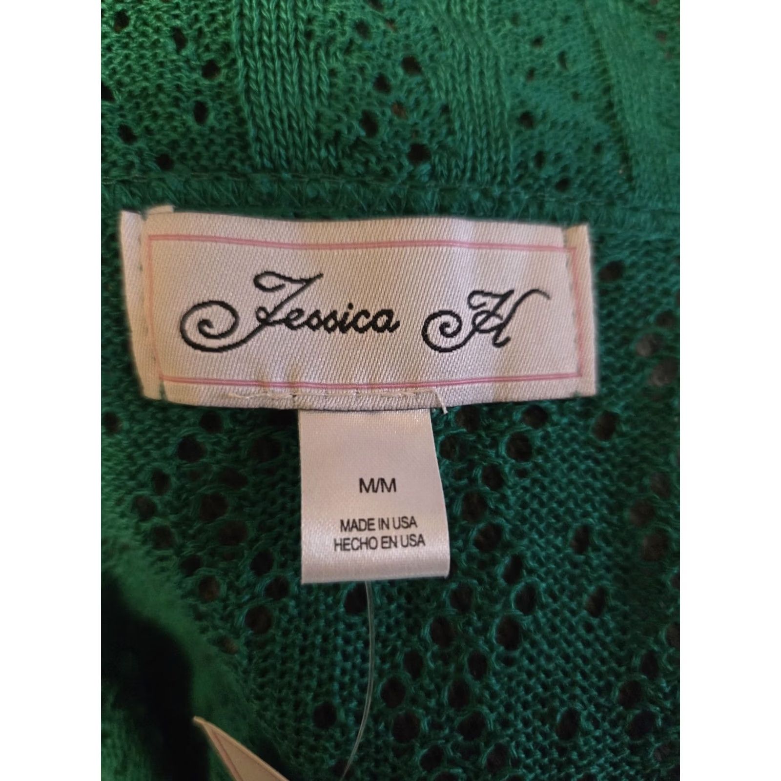 Vintage Jessica H Cardigan Top Womens M Green Open Front Cropped Sweater Short Sleeve NWT VINTAGE? Size M / US 6-8 / IT 42-44 - 5 Thumbnail