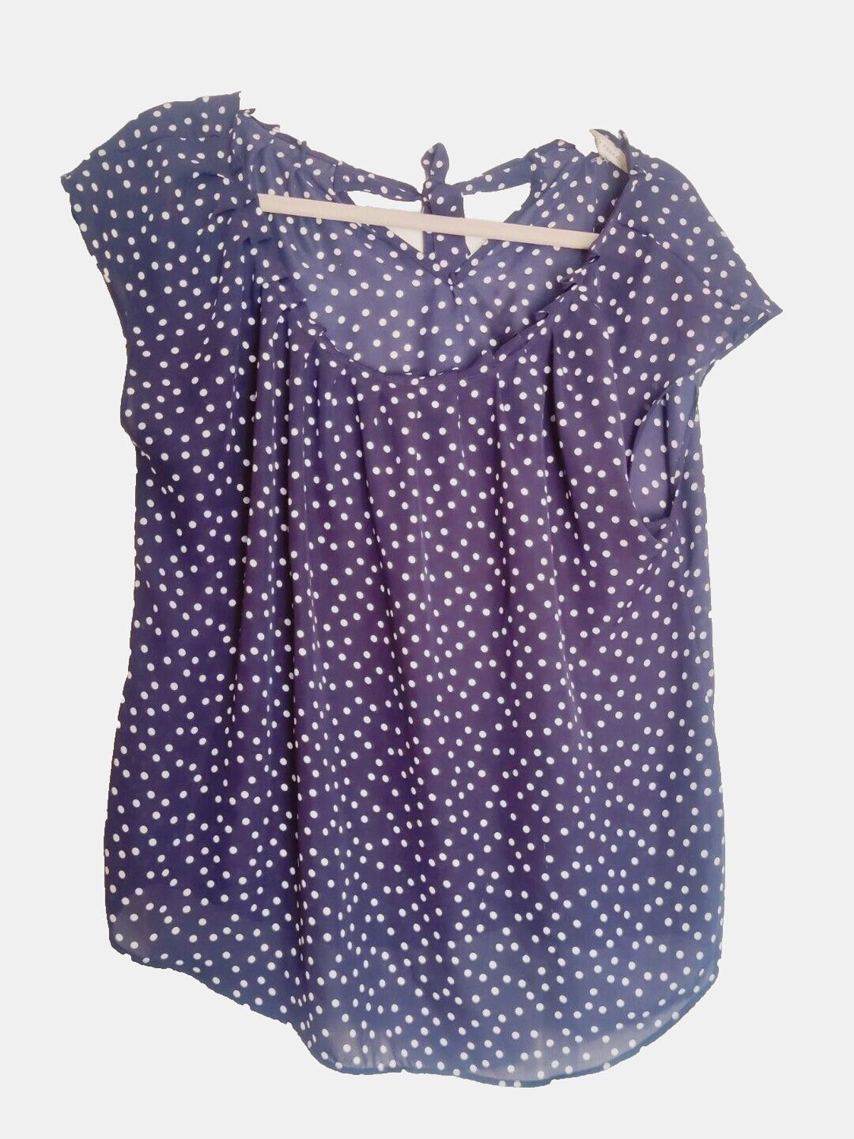 Other LC Lauren Conrad Womens Top Navy Blue White Polka Dot Tie B Size M / US 6-8 / IT 42-44 - 1 Thumbnail